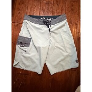 Billabong Recycler 73 Pro Board Shorts Mens 33 Light Blue Grey Cargo Swim Trunks